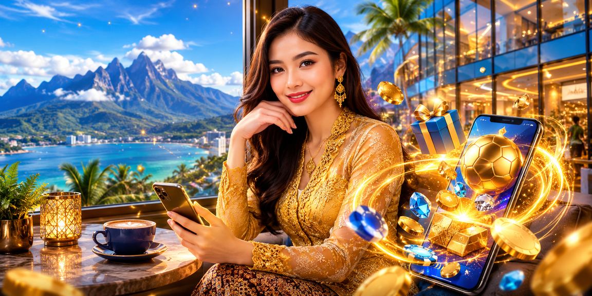 Pengguna wanita berbaju kebaya mengurus deposit dalam talian dengan selamat di Sabah